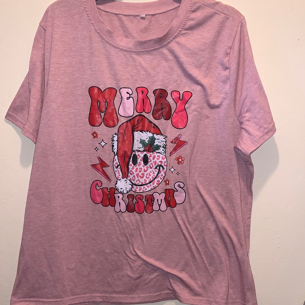 Pink Merry Christmas Short Sleeve Tee